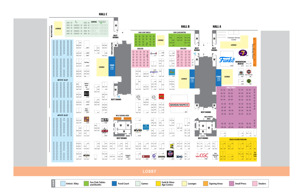 Plan du hall d'exposition de la WonderCon 2023