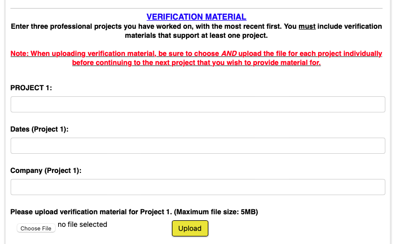 Professional Verification Material on Application