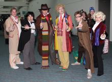 A contingent of TARDIS and Doctor Who themed cosplayers at Comic-Con 2013. Photo by Jody Cortes © 2013 SDCC
